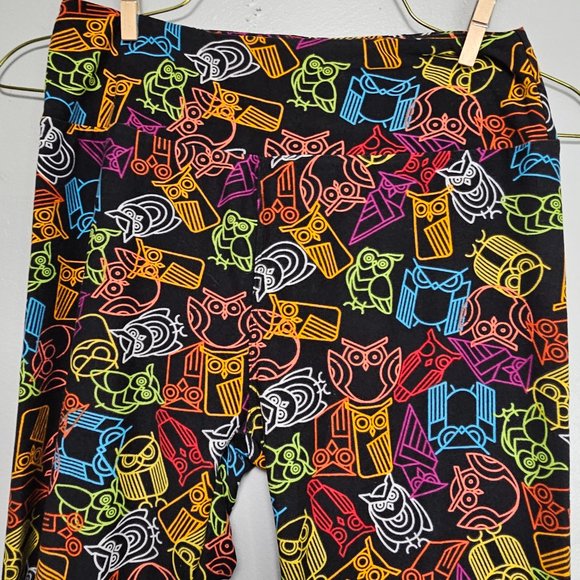 Lularoe OS Leggings OWL PRINT One Size RARE Neon - Picture 4 of 8